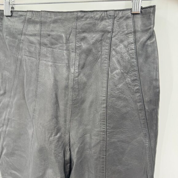 Vintage 90s Cache Black Leather High Waisted Tapered Pants Size 6 Biker Sexy - Picture 5 of 7
